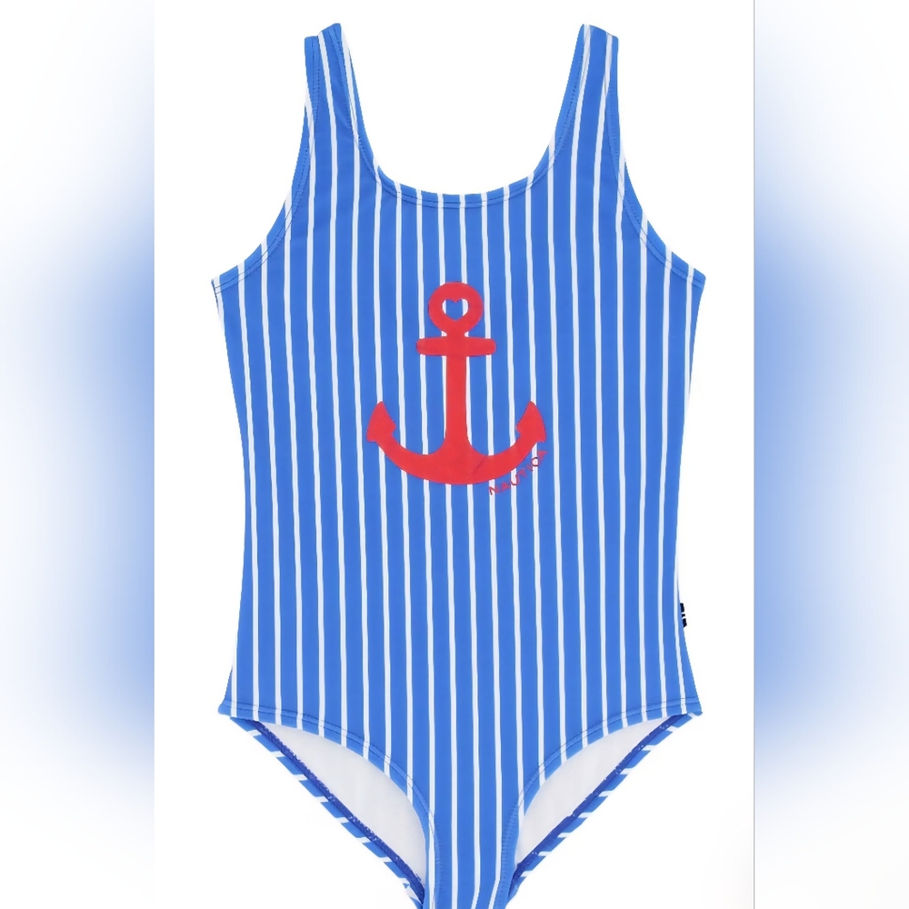 Nautica Blue and Red Anchor Kids Swimsuit